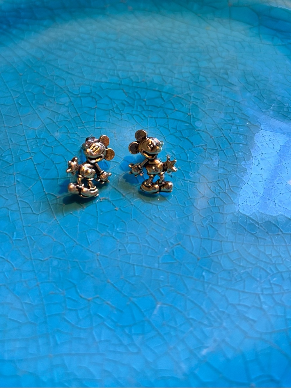 Gold Tone Mickey Mouse Stud Earrings